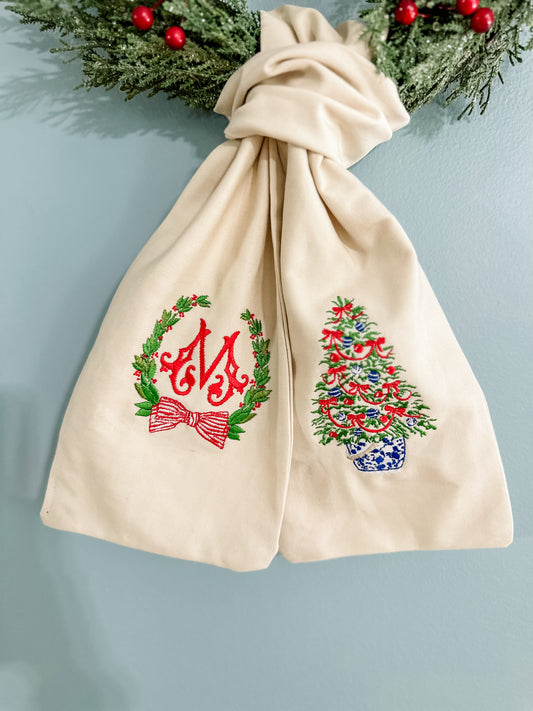 Christmas Chinoiserie Wreath Sash